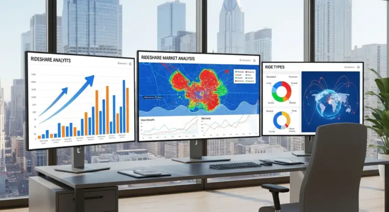 Rideshare market insights dashboard showing industry analytics and growth trends