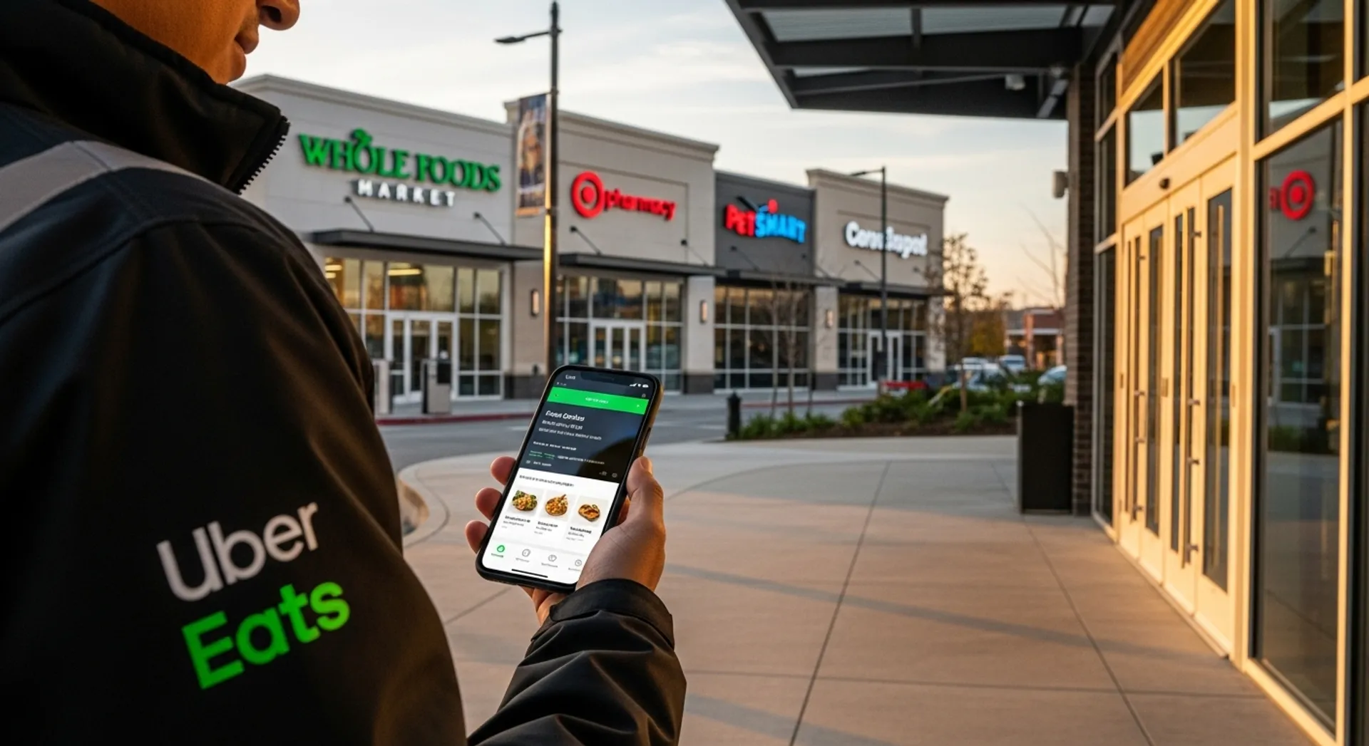 Uber delivery partner representing partnerships with restaurants and retail stores