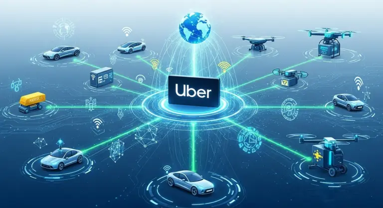 Uber partnerships and innovations network visualization showing strategic collaborations and technology integration