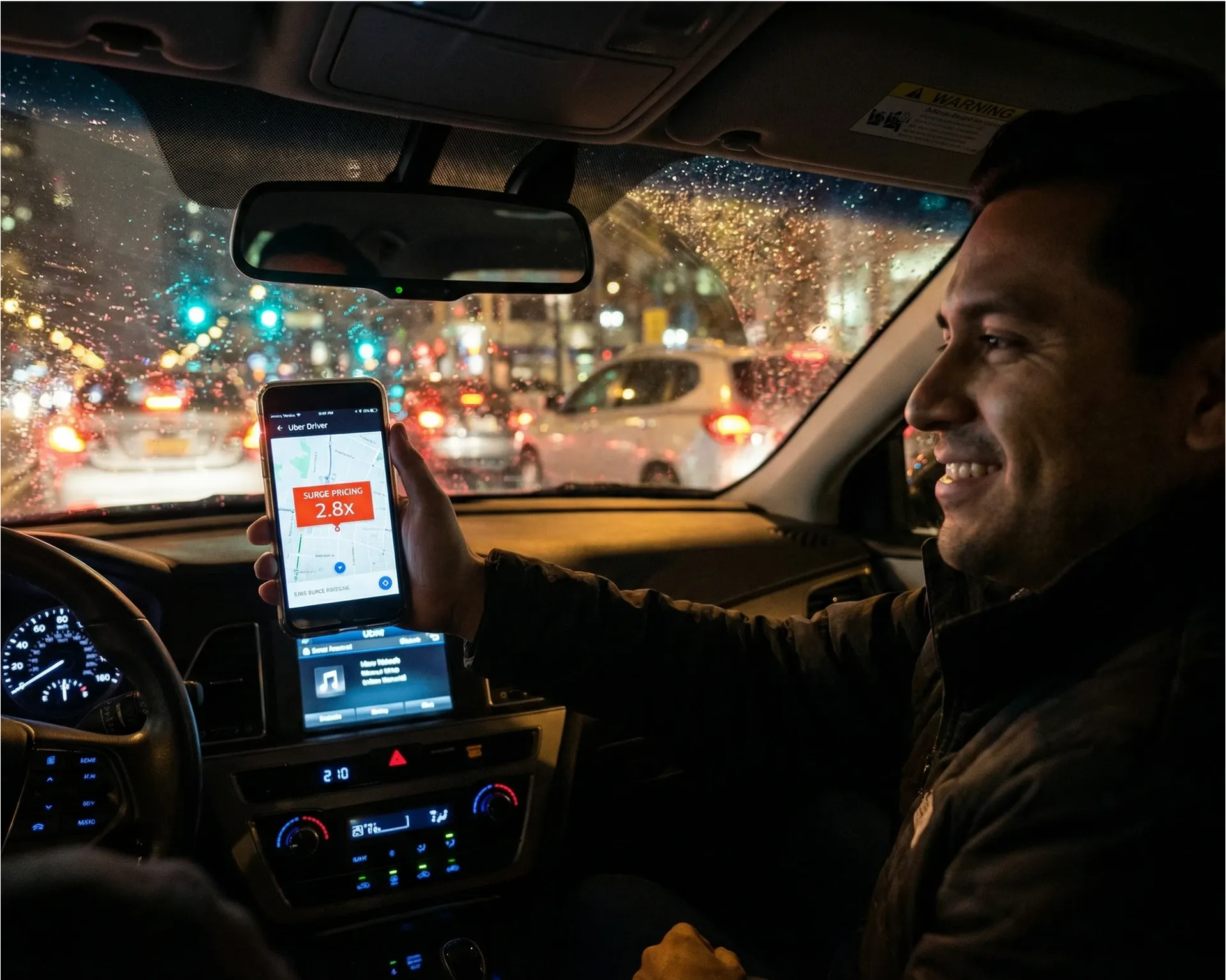 Uber driver accepting surge ride high demand