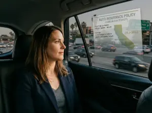 California Uber rider on freeway at dusk