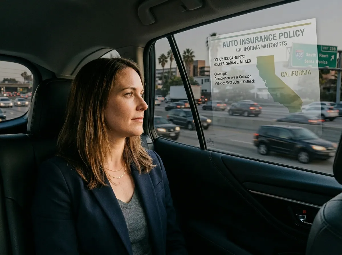 California Uber rider on freeway at dusk