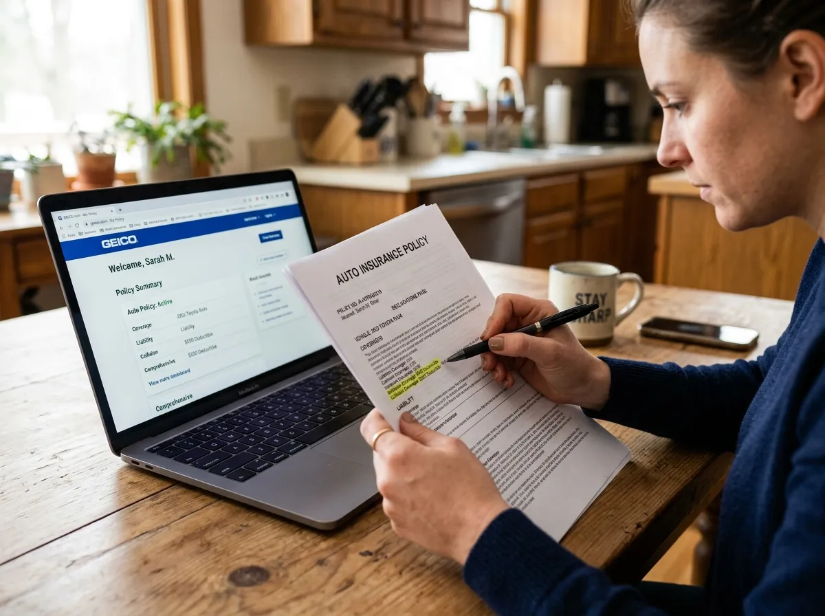 Person reviewing California auto insurance policy