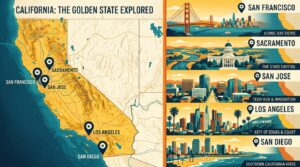 California cities map with Uber pickup pins